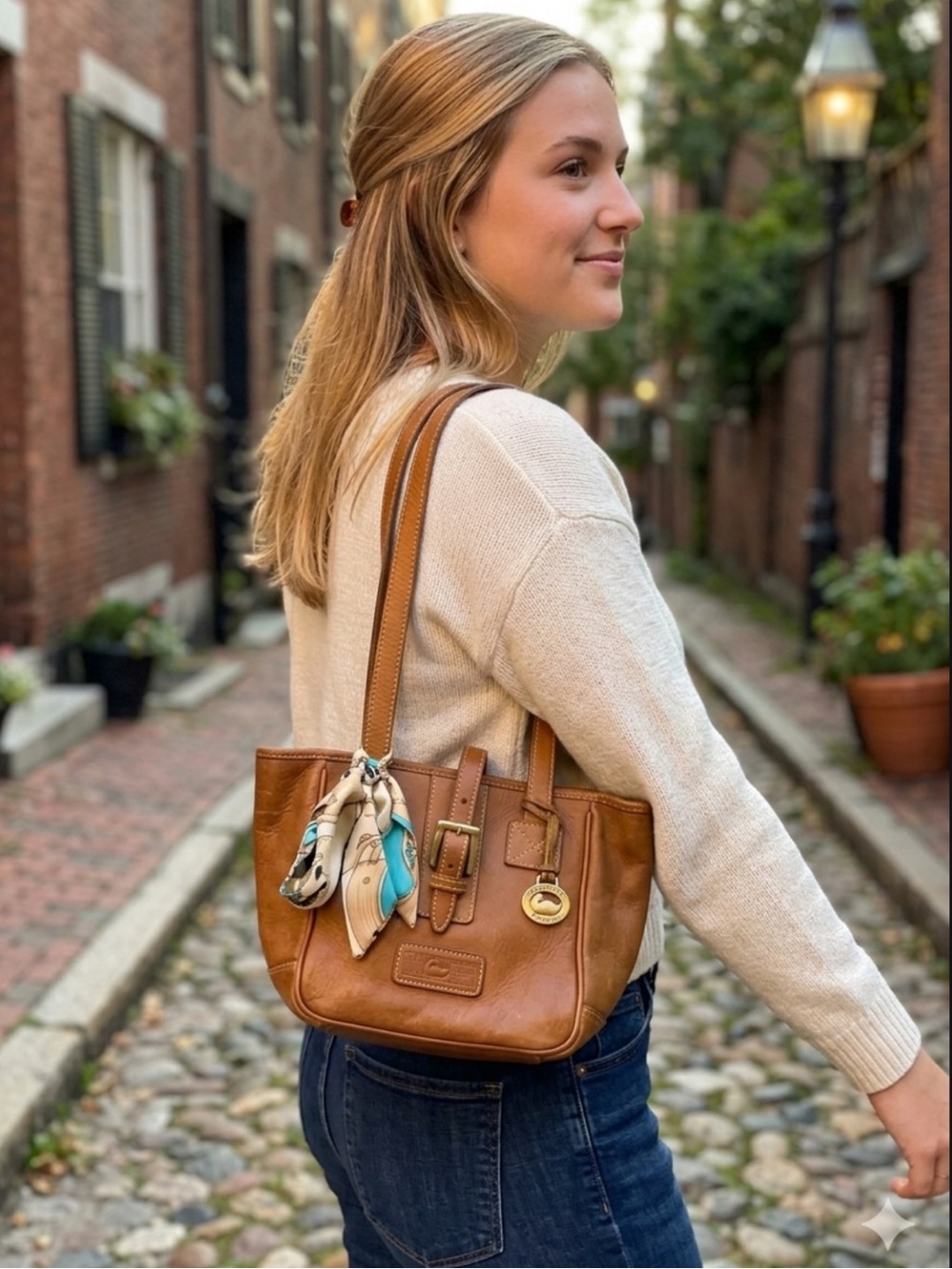 Dooney & Bourke vintage small Tan Leather Shoulder Bag made in USA